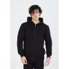 Unisex Tam Fermuarlı Kapşonlu  Sweatshirt - Siyah