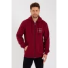 Unisex Tam Fermuarlı Kapşonlu özel Tasarım Sweatshirt - Bordo