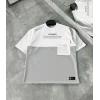 Unisex Torba Cep Detaylı  Parçalı T-shirt - Gri
