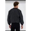 Unisex Uzun Kol Baskılı Bomber Ceket - Siyah