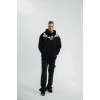 Unisex Uzun Kol Bisiklet Yaka Yıkamalı Sweatshirt - Siyah