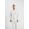 Uzun Kol Bisiklet Yaka Basic Sweatshirt - Beyaz