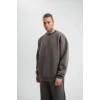 Uzun Kol Bisiklet Yaka Basic Sweatshirt - Füme