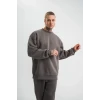 Uzun Kol Bisiklet Yaka Basic Sweatshirt - Füme
