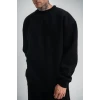 Uzun Kol Bisiklet Yaka Basic Sweatshirt - Siyah