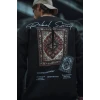 Uzun Kol Bisiklet Yaka Baskılı Sweatshirt - Siyah