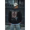 Uzun Kol Bisiklet Yaka Baskılı Sweatshirt - Siyah