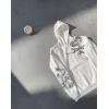Uzun Kol Kapşonlu Baskılı Sweatshirt - Beyaz