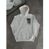 Uzun Kol Kapşonlu Ön Ve Arka Baskılı Sweatshirt - Beyaz