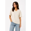V Yaka Basic Tişört Kısa Kol Yazlık Regular Fit T-shirt - Bej