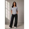 V Yaka Basic Tişört Kısa Kol Yazlık Regular Fit T-shirt - Gri
