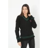 V Yaka Örgülü Kazak - Siyah