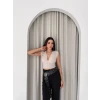 Vatkalı Kolsuz V Yaka Drapeli Crop Bluz Likralı Fit - Boyalı Gri