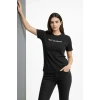 Wafıl Kumaş Tişört Regular Kalıp Bisiklet Yaka Baskılı Günlük Basic T-shirt - Siyah