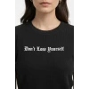 Wafıl Kumaş Tişört Regular Kalıp Bisiklet Yaka Baskılı Günlük Basic T-shirt - Siyah
