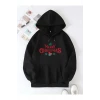 Yılbaşı Merry Christmas Baskılı Oversize Kapüşonlu Sweatshirt Hoodie - Siyah