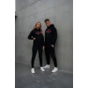 Yılbaşı Merry Christmas Baskılı Oversize Kapüşonlu Sweatshirt Hoodie - Siyah