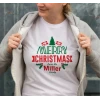 Yılbaşı Merry Christmas Miller Baskılı Oversize Bisiklet Yaka T-shirt - Beyaz