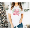 Yılbaşı Noel Baskılı Kısa Kollu Oversize Bisiklet Yaka T-shirt - Beyaz