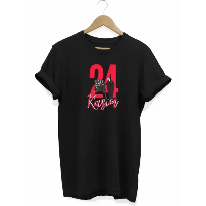 24 Kasım Öğretmenler Günü Öğretmen Hediyesi Baskılı Oversize T-shirt - Siyah