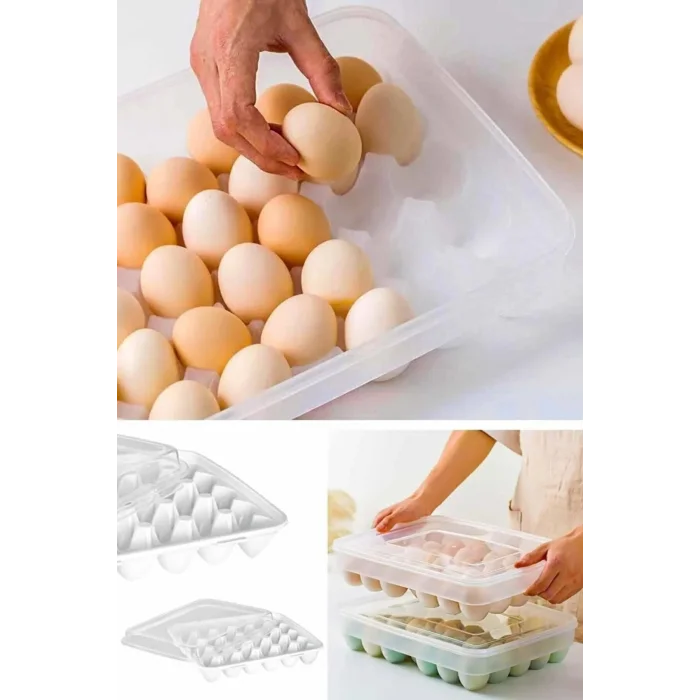 30 Yumurta Kapasiteli Yumurta Saklama Kabı -Kapaklı Pratik Yumurta Saklama Kutusu-Yumurta Organizeri