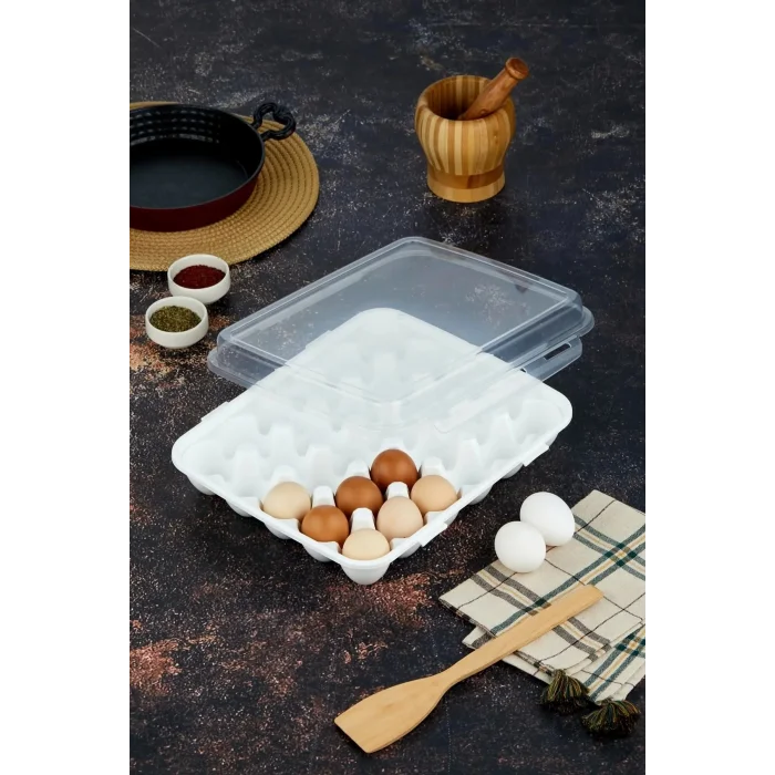 30 Yumurta Kapasiteli Yumurta Saklama Kabı -Kapaklı Pratik Yumurta Saklama Kutusu-Yumurta Organizeri