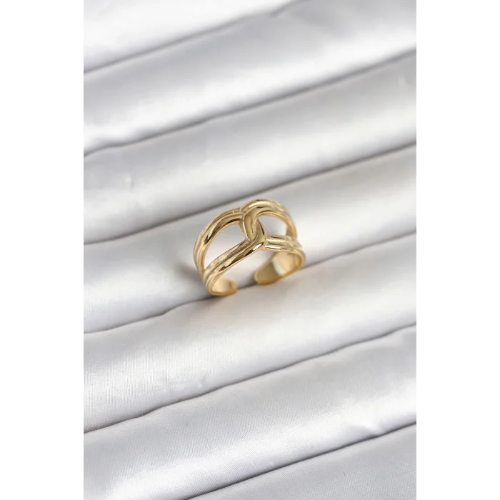 316L Çelik Gold Renk Düğüm Model Kadın Yüzük - TJ-BYK4165