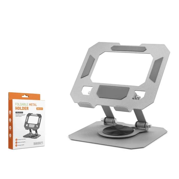 360 Derece Döner Katlanir Ayarlanabilir Masaüstü Tablet Ve Telefon Standi Metal - Gümüş HDX8022