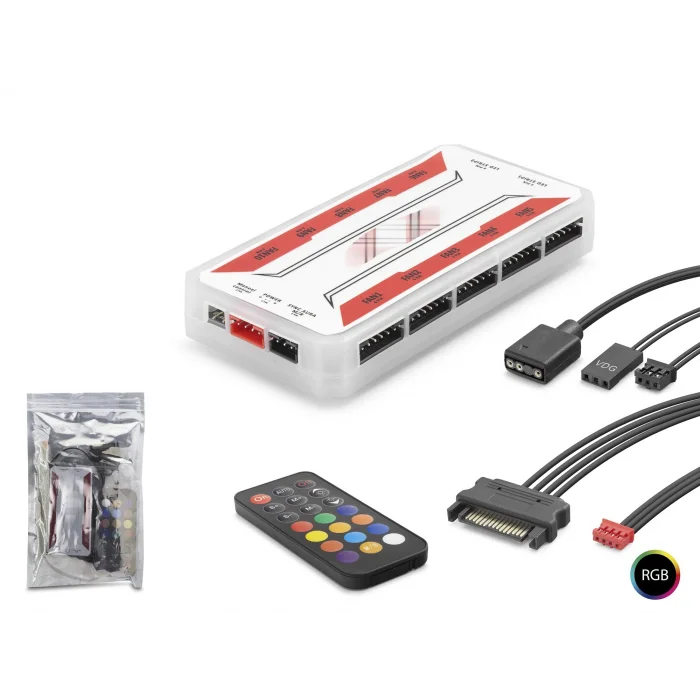 Argb Fan Ve Led Kontrolcü Hub Seti Uzaktan Kumandalı - Beyaz ND2806