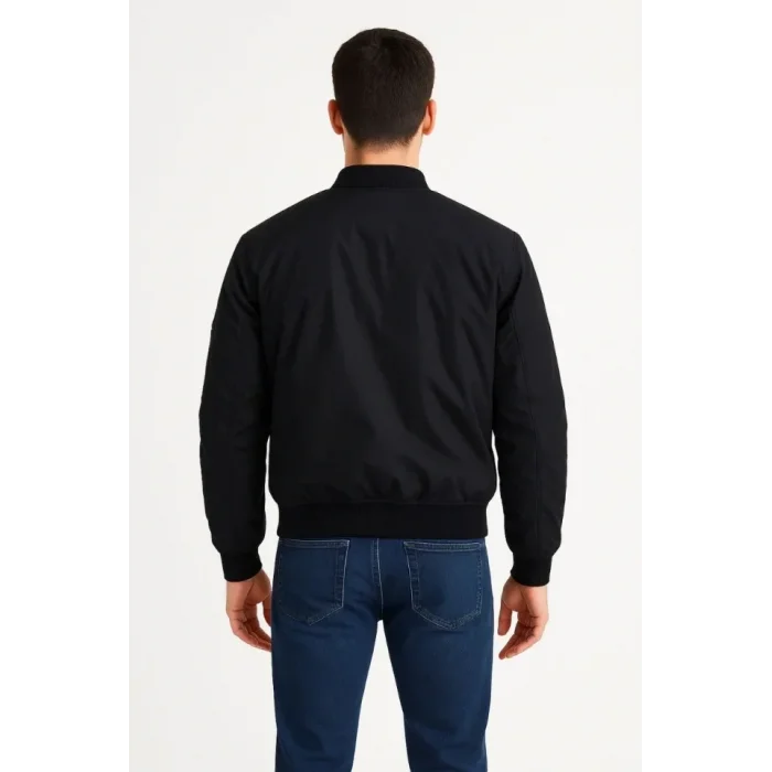 Arka Bomber Ceket - Siyah