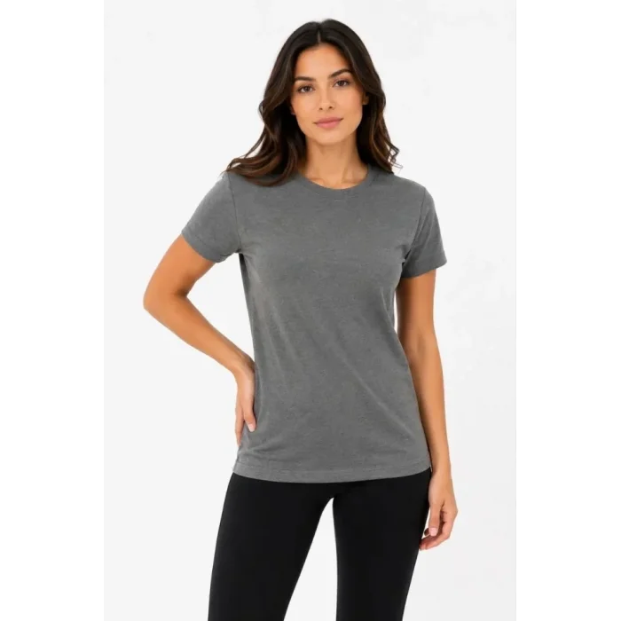 Basic Tişört Bisiklet Yaka Kısa Kol Günlük Yazlık Slim Fit T-Shirt - Antrasit