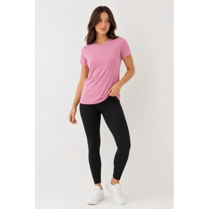 Basic Tişört Bisiklet Yaka Kısa Kol Günlük Yazlık Slim Fit T-Shirt - Pembe