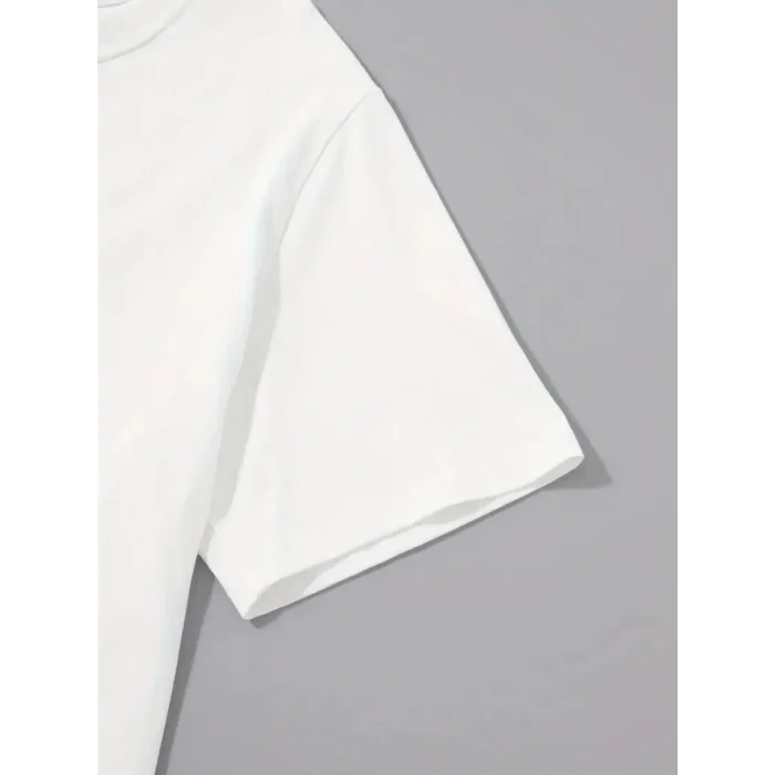 Baskılı Oversize Bisiklet Yaka T-shirt - Beyaz