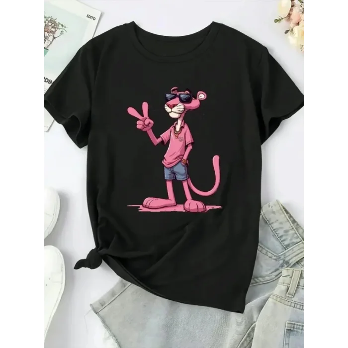 Baskılı Oversize Bisiklet Yaka T-shirt - Beyaz
