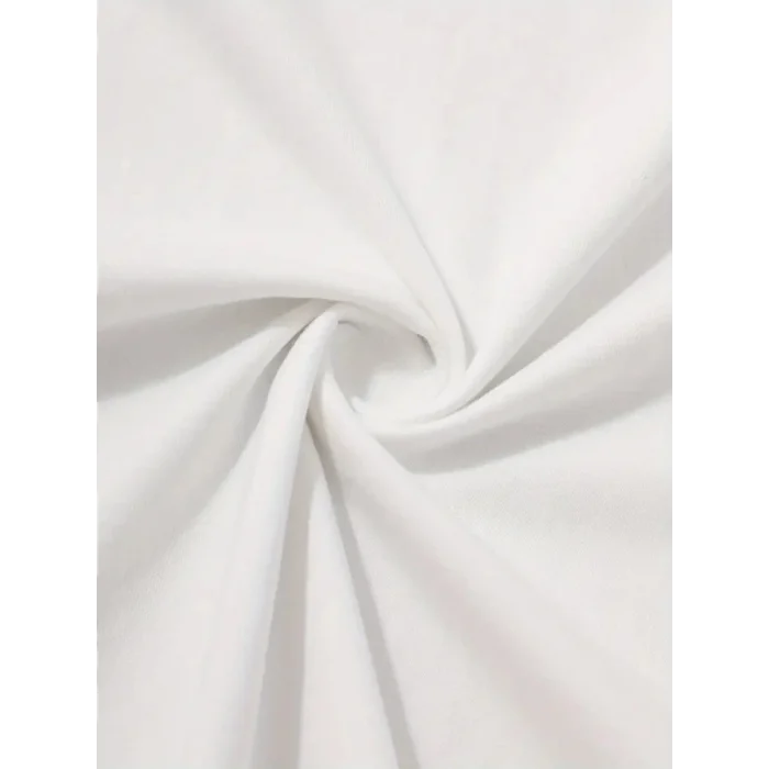 Baskılı Oversize Bisiklet Yaka T-shirt - Beyaz