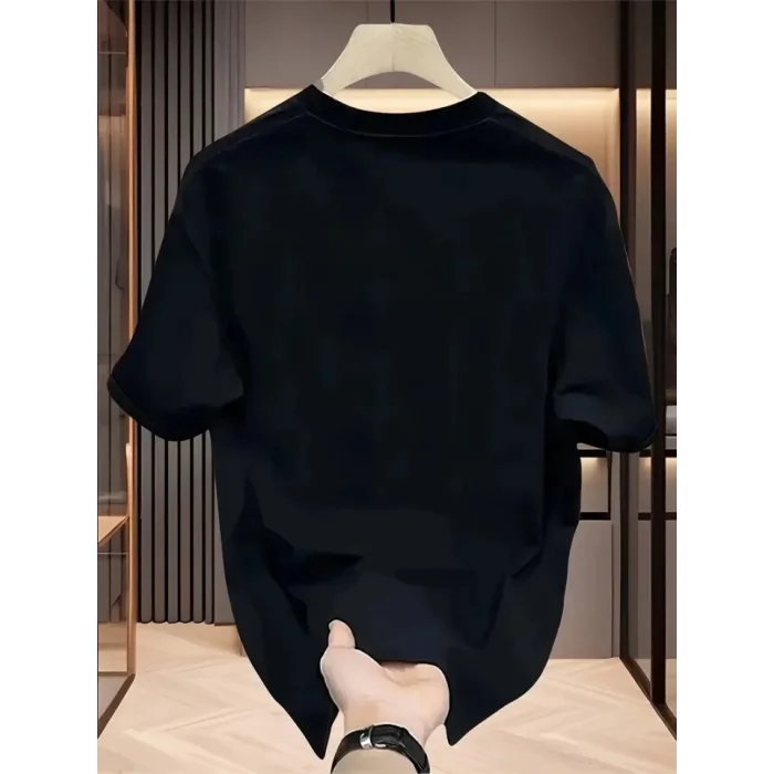 Baskılı Oversize Bisiklet Yaka T-shirt - Siyah