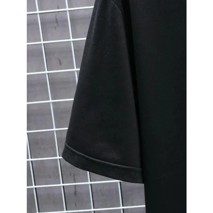 Baskılı Oversize Bisiklet Yaka T-shirt - Siyah