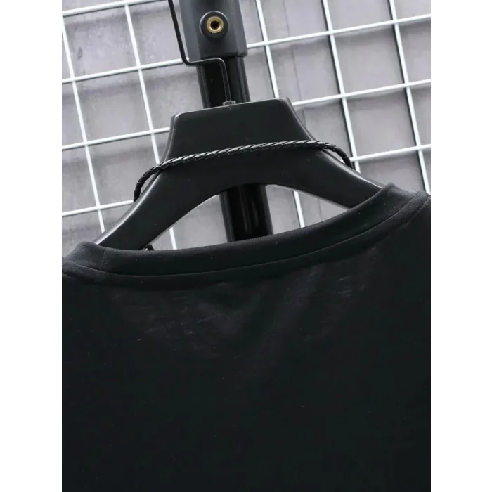 Baskılı Oversize Bisiklet Yaka T-shirt - Siyah