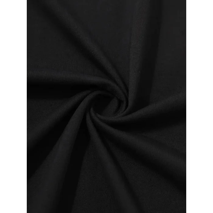 Baskılı Oversize Bisiklet Yaka T-shirt - Siyah