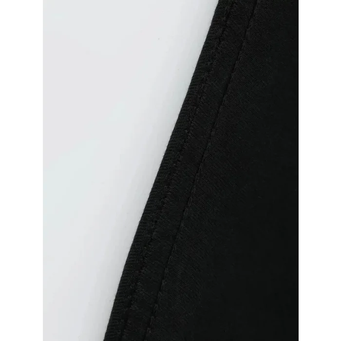 Baskılı Oversize Bisiklet Yaka T-shirt - Siyah