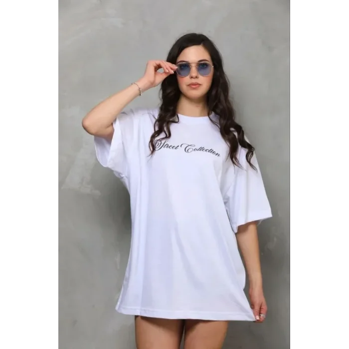 Baskılı T-Shirt Kısa Kol Bisiklet Yaka Regular Rahat Kalıp Günlük Tişört - Beyaz