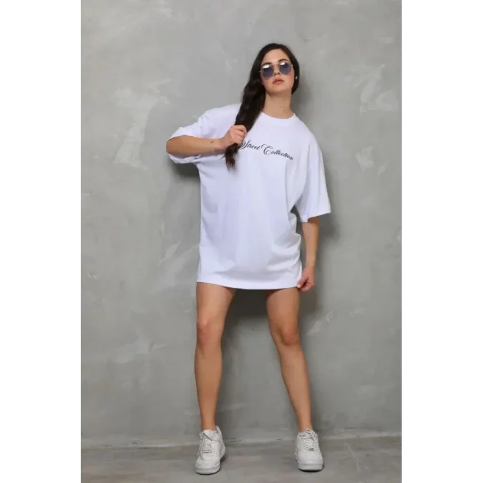 Baskılı T-Shirt Kısa Kol Bisiklet Yaka Regular Rahat Kalıp Günlük Tişört - Beyaz