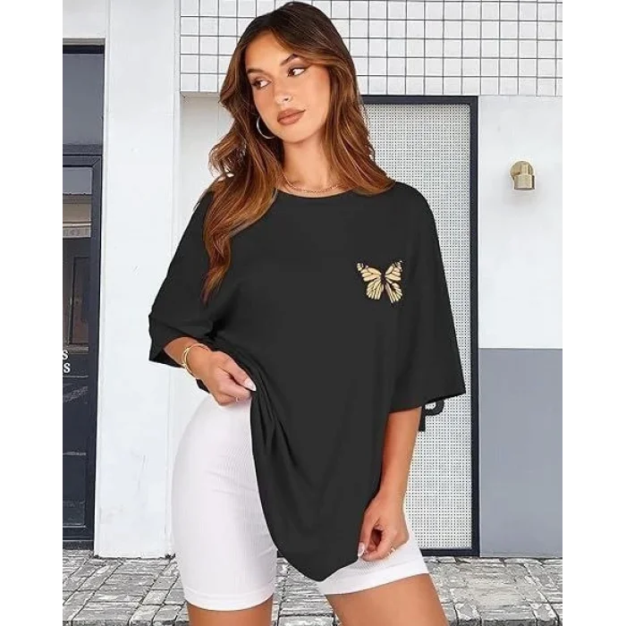 Bisiklet Yaka Baskılı T-shirt - Siyah