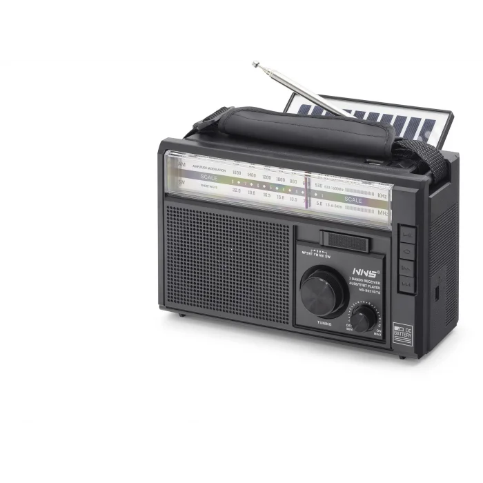 Bluetooth Solar Panelli Fm Radyo Usb Tf Nostaljik Hoparlör - Siyah NS9951BTS