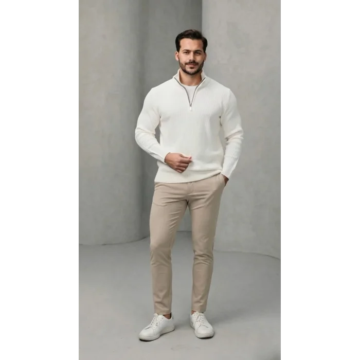 Erkek Balıkçı Zip Yaka Uzun Kollu Triko
