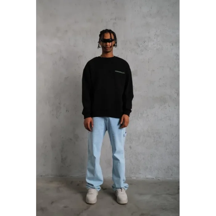 Erkek Baskılı Sweat - Siyah