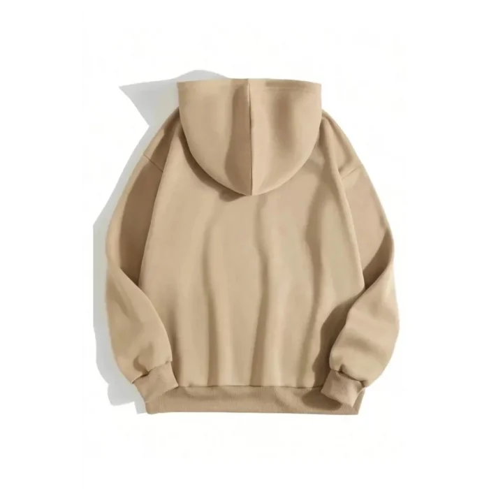 Erkek Düz Kapüşonlu Sweat - Bej
