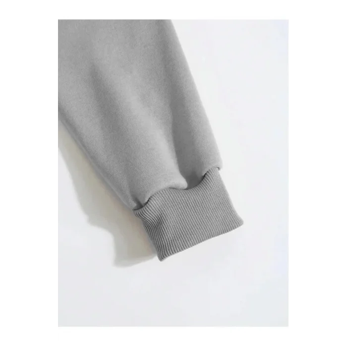 Erkek Düz Kapüşonlu Sweat - Boyalı Gri