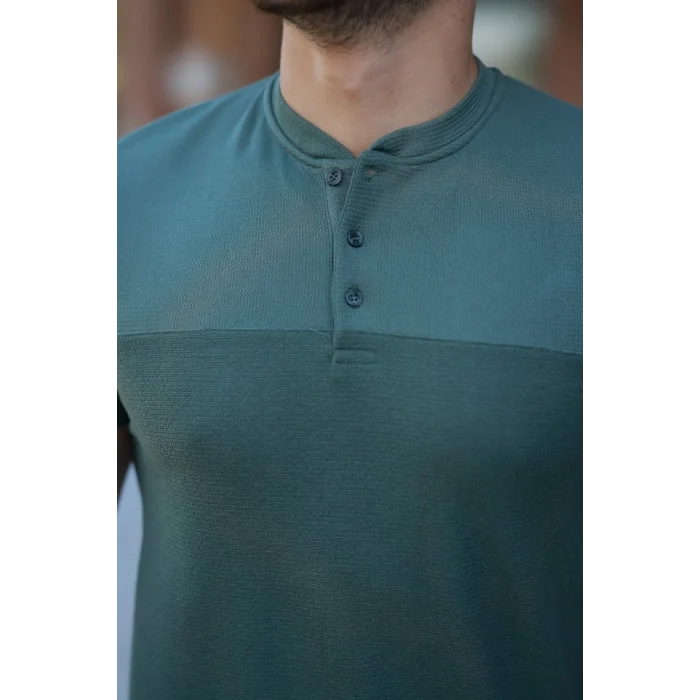 Erkek Hakim Yakalı Kısa Kollu Pamuklu T-shirt