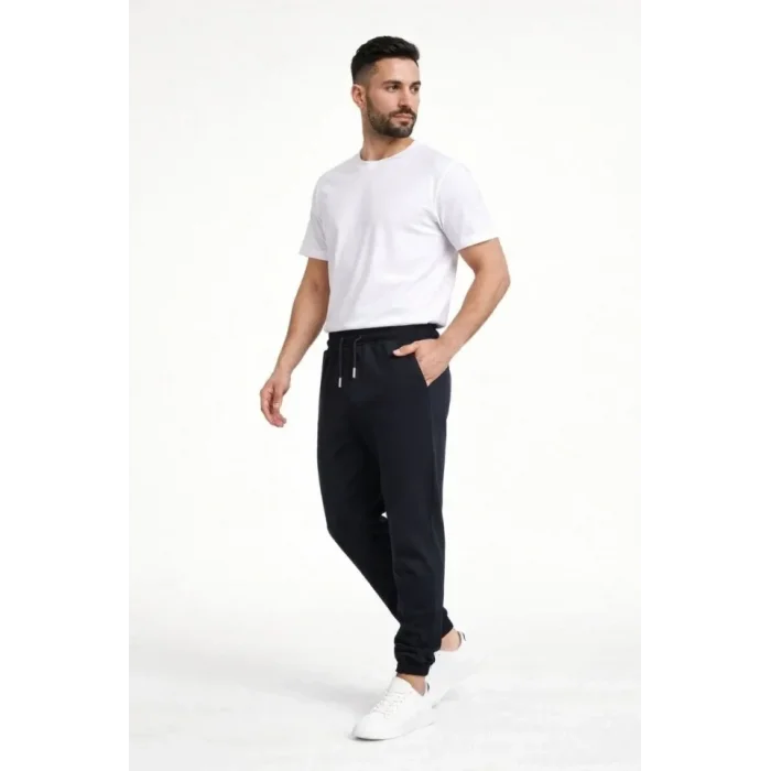 Erkek Jogger Eşofman Altı Rahat Kalıp, Cepli, Lastikli Paça, Günlük Spor Pantolon - Siyah